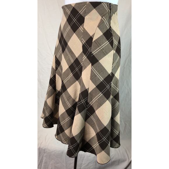 Vintage Fit & Flare Skirt Brown Plaid Knee 32”Waist Academia Twee Y2k 90s Preppy - Picture 2 of 5